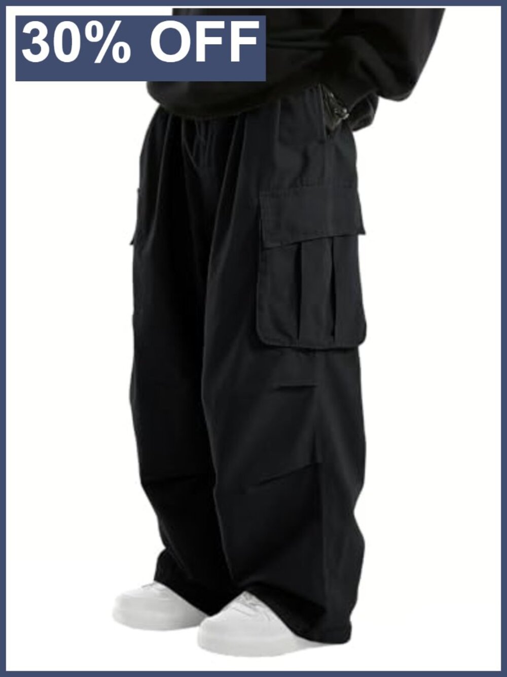 Men's Baggy Cargo Pants Drawstring Parachute Joggers Hiking Pockets